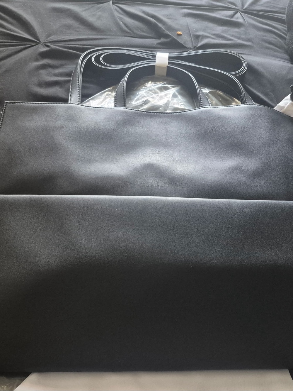 Telfar Black Leather Tote Bag